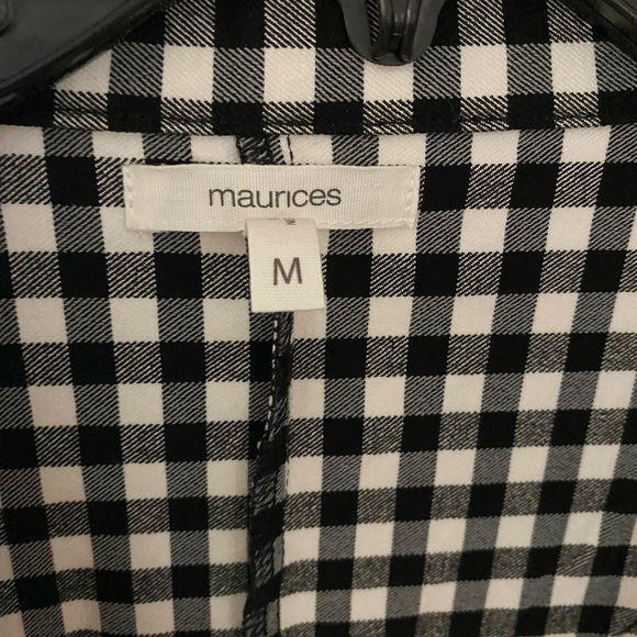 Maurices Buffalo Check Plaid Blazer Jacket Checkered  Black White Coat  Medium - Picture 3 of 5
